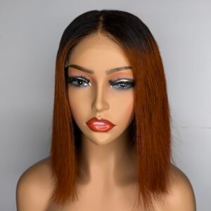 5 by 5 10” straight bob HD lace 1B/350 wig