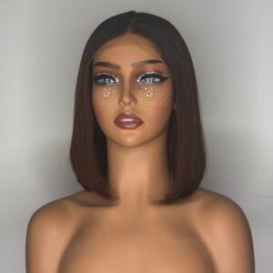This 5×5 Glueless HD Lace 10-inch Wig in 1B/33 delivers a sleek, modern bob with a warm, dimensional color blend.