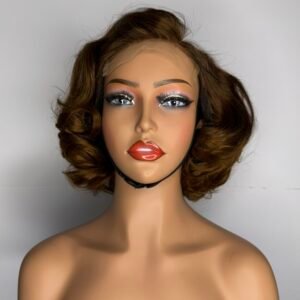 This 5×5 Glueless HD Lace 12-inch Loose Wave Wig in Color #30 delivers a soft, voluminous look with a warm, sun‑kissed finish.