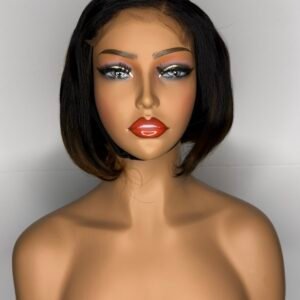This 5×5 Glueless HD Lace 10-inch Straight Bob Wig in the shade T1B/4 delivers a sleek, modern look with a beautifully natural color blend.
