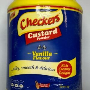 Checkers Vanilla Custard is a smooth, creamy custard powder made mainly from corn (maize) starch, blended with vanilla flavor to create a rich and comforting taste. When mixed with hot milk or water, it quickly thickens into a soft, silky custard that is both filling and easy to digest. It is widely enjoyed as a breakfast meal or dessert, especially in African households.