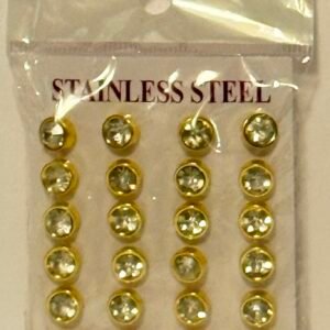 Small gold-covered diamond earrings are delicate stud earrings featuring tiny diamonds set in a gold or gold-plated base.