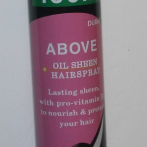 Above Hair Spray is a lightweight oil sheen finishing spray designed to add shine, softness, and long-lasting hold to styled hair.