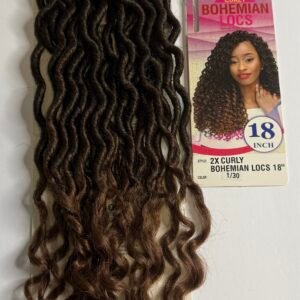 Curly bohemian locs crochet 18" 1b/30