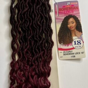 Curly Bohemian locs crochet 18" in 1B/530 are a bold and stylish protective hairstyle that blends faux locs with soft, curly strands for a carefree, boho-inspired look.