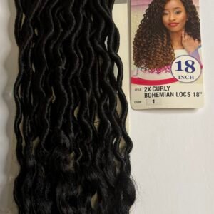 Curly bohemian locs crochet 18" 1b