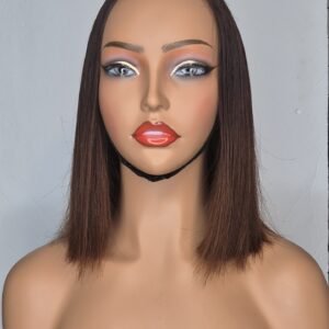 Achieve a flawless, natural look with this 10-inch dark brown 2x6 transparent lace wig.
