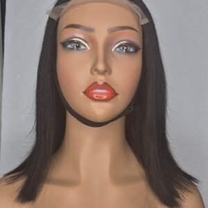 Achieve a sleek and polished look with this Colour 1B 12-inch straight 5x5 T-part lace wig.