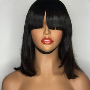 Refresh your style with this Chinese bob natural color 12-inch wig, designed for a sleek, timeless look. The natural color blends beautifully with a variety of skin tones, while the classic bob cut offers a polished finish that's perfect for any occasion. At 12 inches, this wig provides the ideal balance of elegance and everyday comfort. Made with premium-quality hair, it is soft, silky, and easy to style for a flawless appearance.